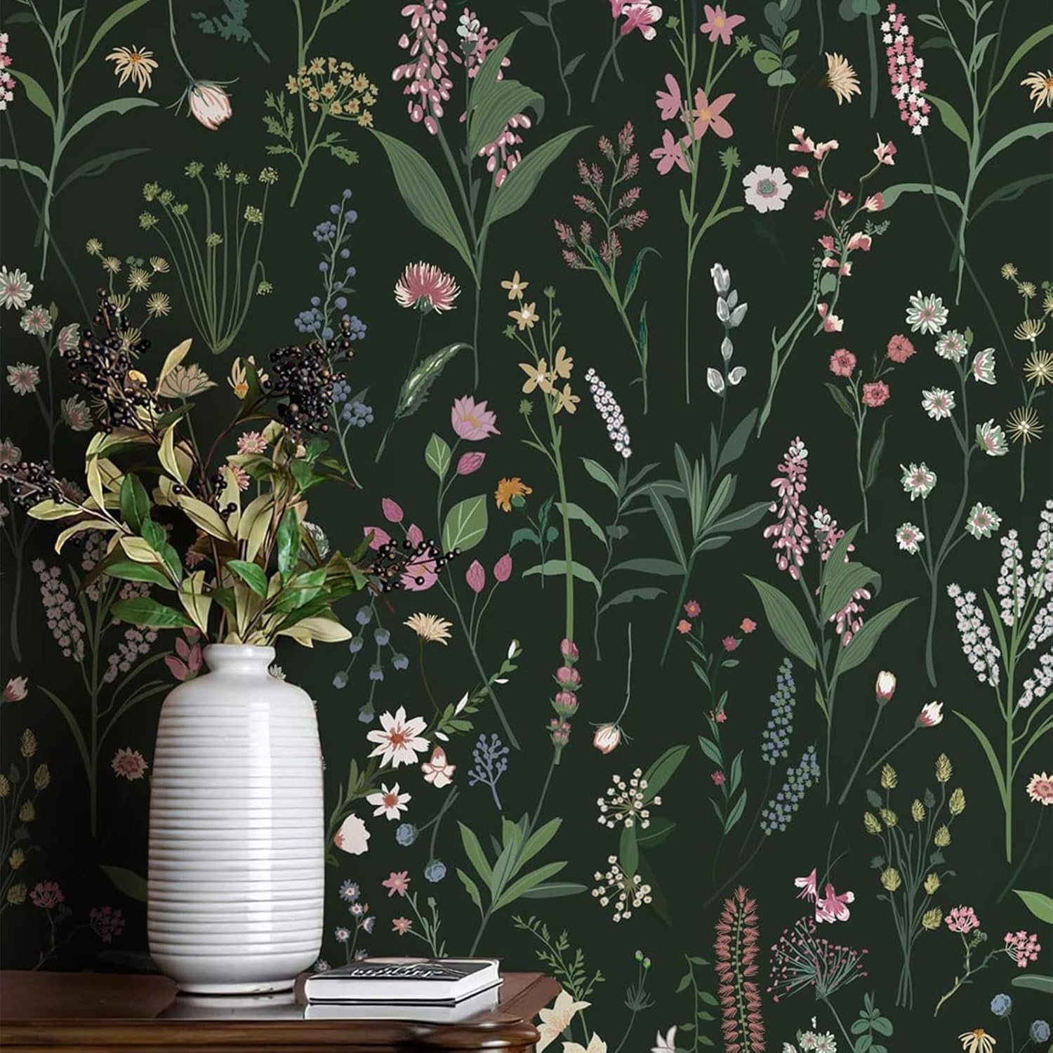 17.3ft' x 393.7ft' Floral Peel and Stick Wallpaper for Home Decor
