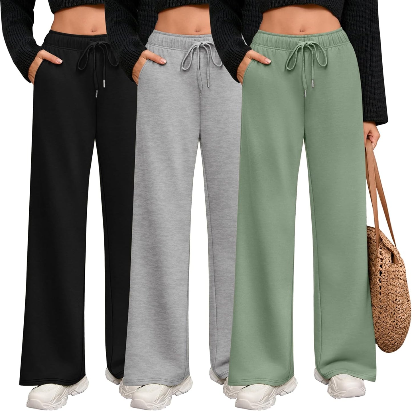 Riyiper Women's Wide Leg Sweatpants with Pockets for Comfort