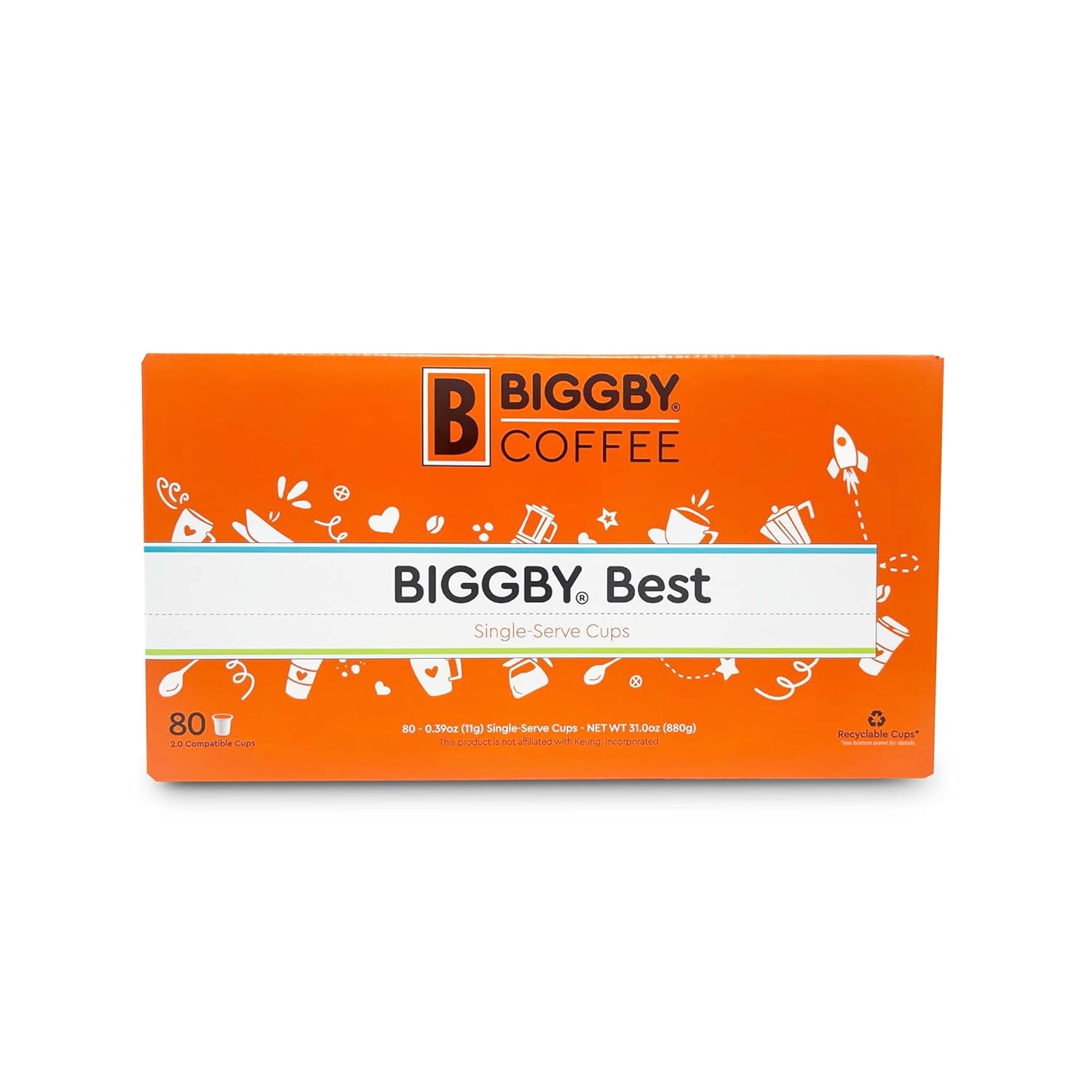 BIGGBY Best Single Serve Coffee Pods, 80 Count Medium Roast