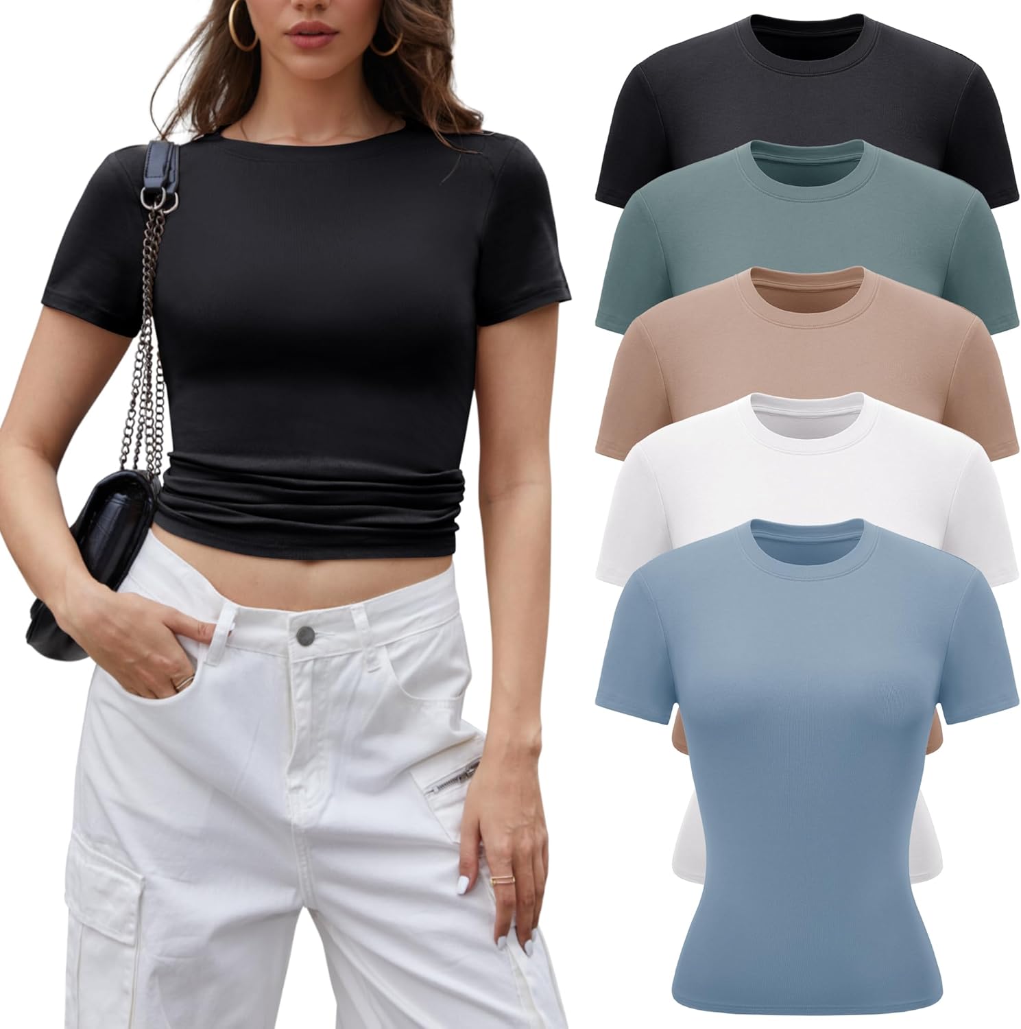 BVNSOZ Womens T Shirts Short Sleeve Basic Tops for Women