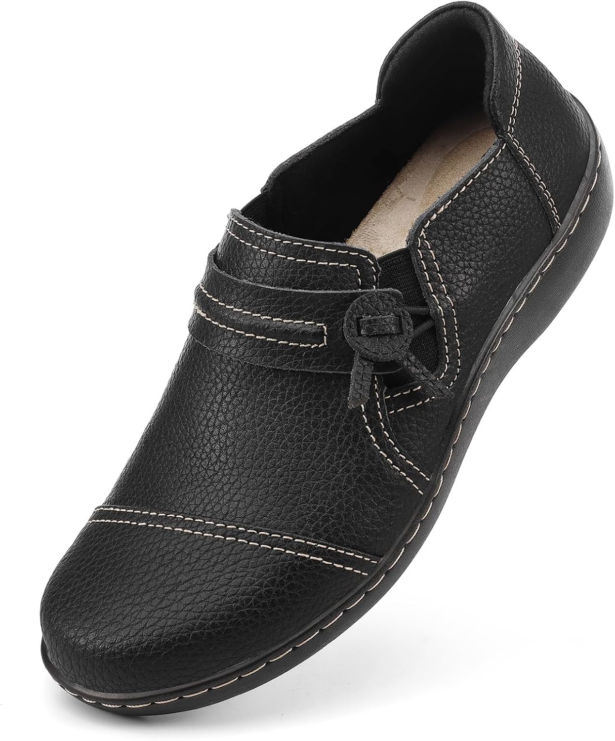 LAZYPOP Women's Classic Comfort Leather Loafers for Everyday Wear