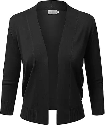 JJ Perfection Women's Basic 3/4 Sleeve Cropped Cardigan Review