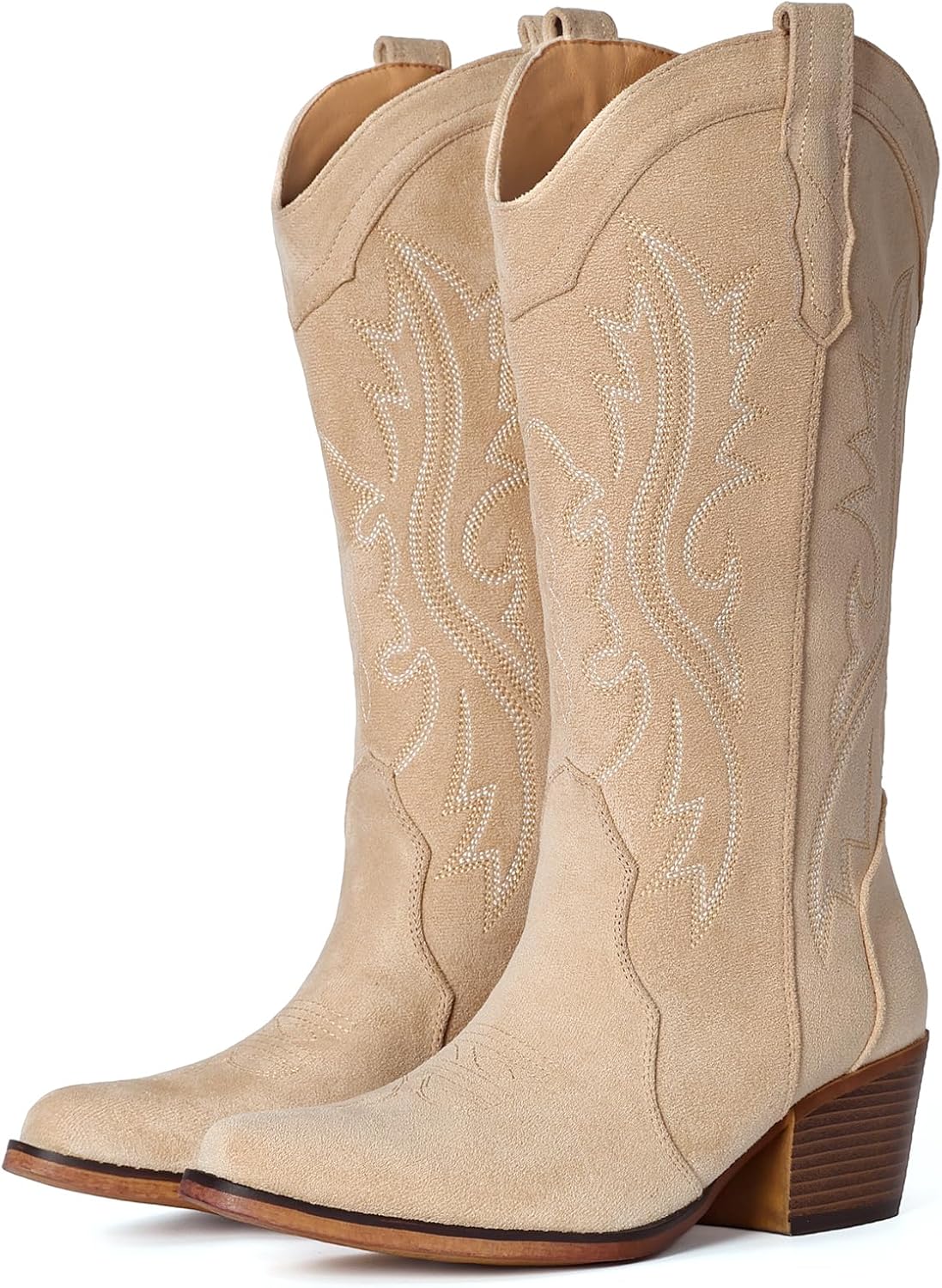 IUV Cowboy Boots for Women with Chunky Heel and Snip Toe