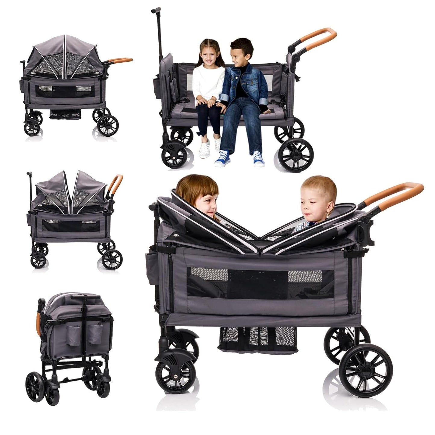 Wagon Stroller for 2 Kids & Cargo - Lightweight Travel Stroller