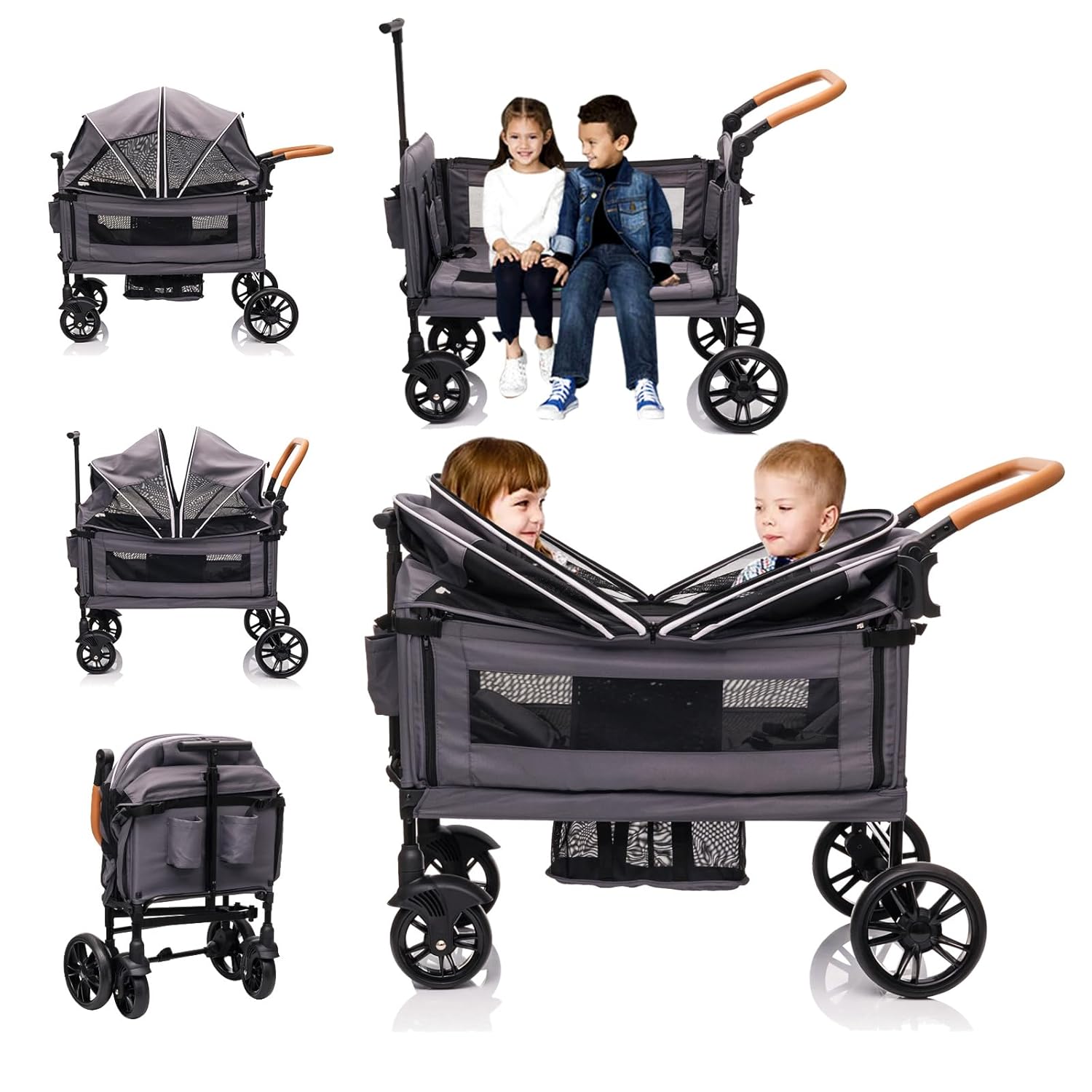 Wagon Stroller for 2 Kids & Cargo - Lightweight Travel Stroller