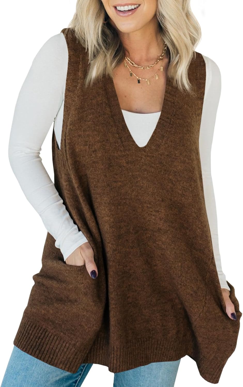 Saodimallsu Womens Sleeveless Sweater Vest for Casual Style