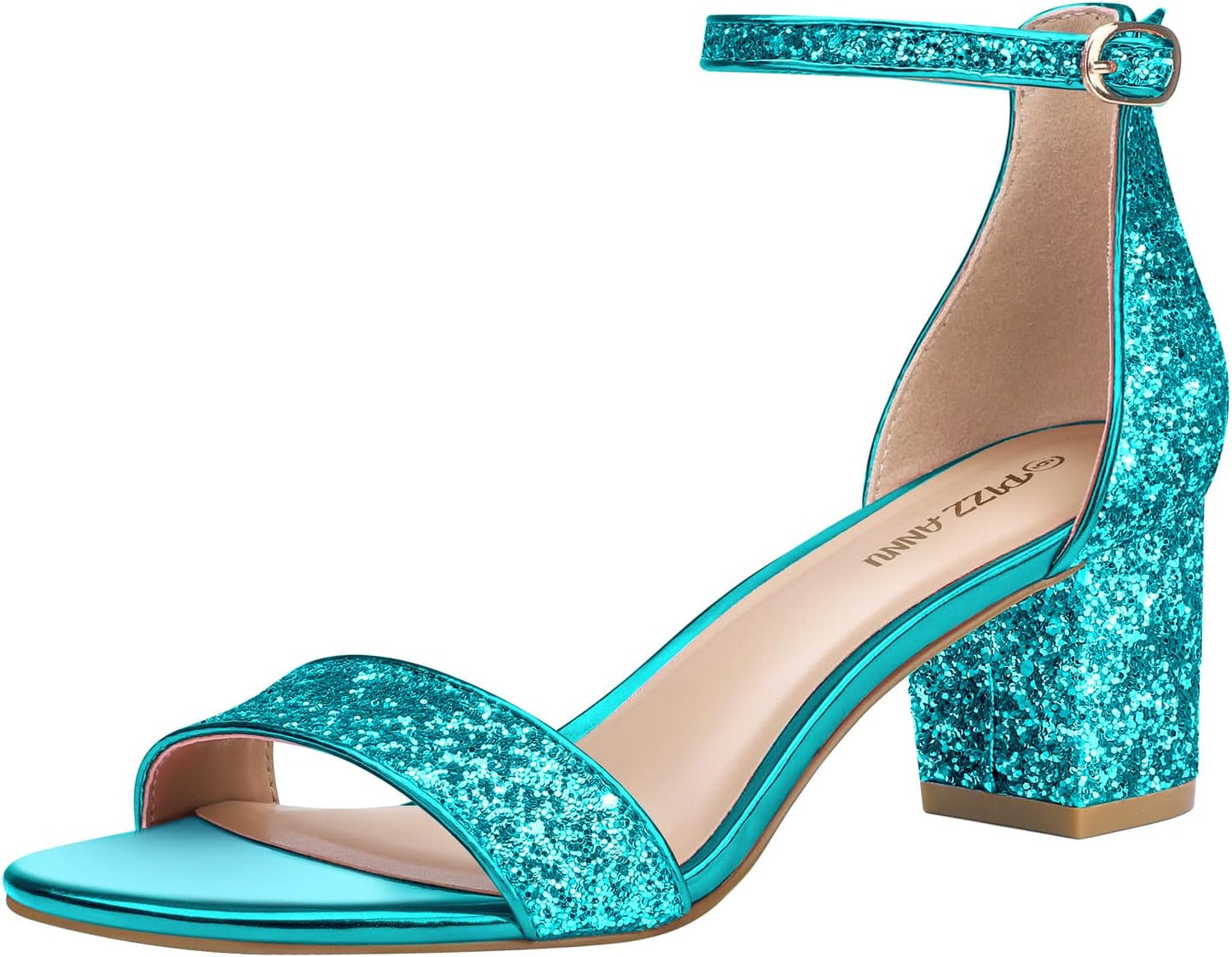 PIZZ ANNU Women's Low Block Chunky Heels Sandals for Comfort