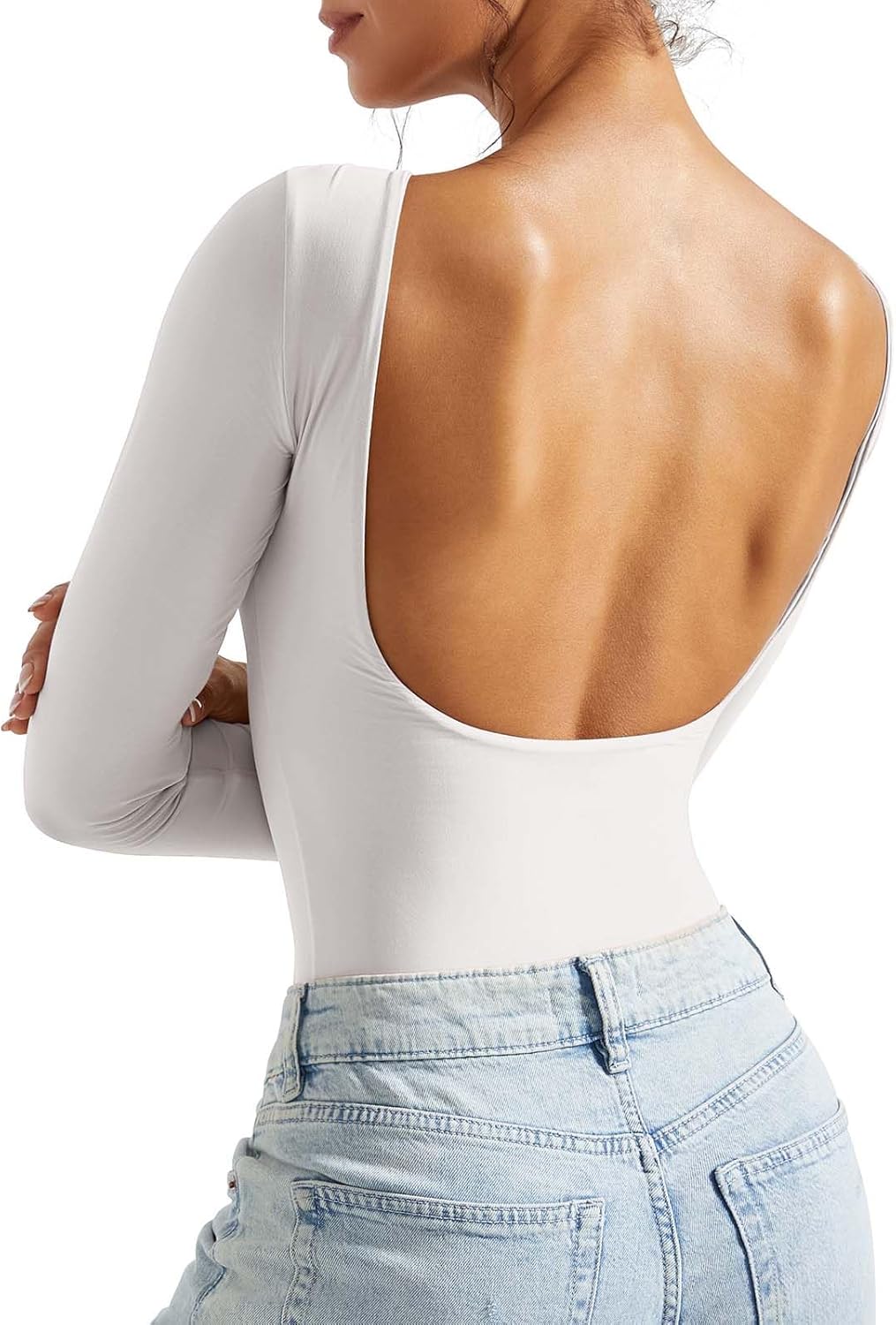 SUUKSESS Women Backless Y2k Long Sleeve Bodysuit for All Occasions