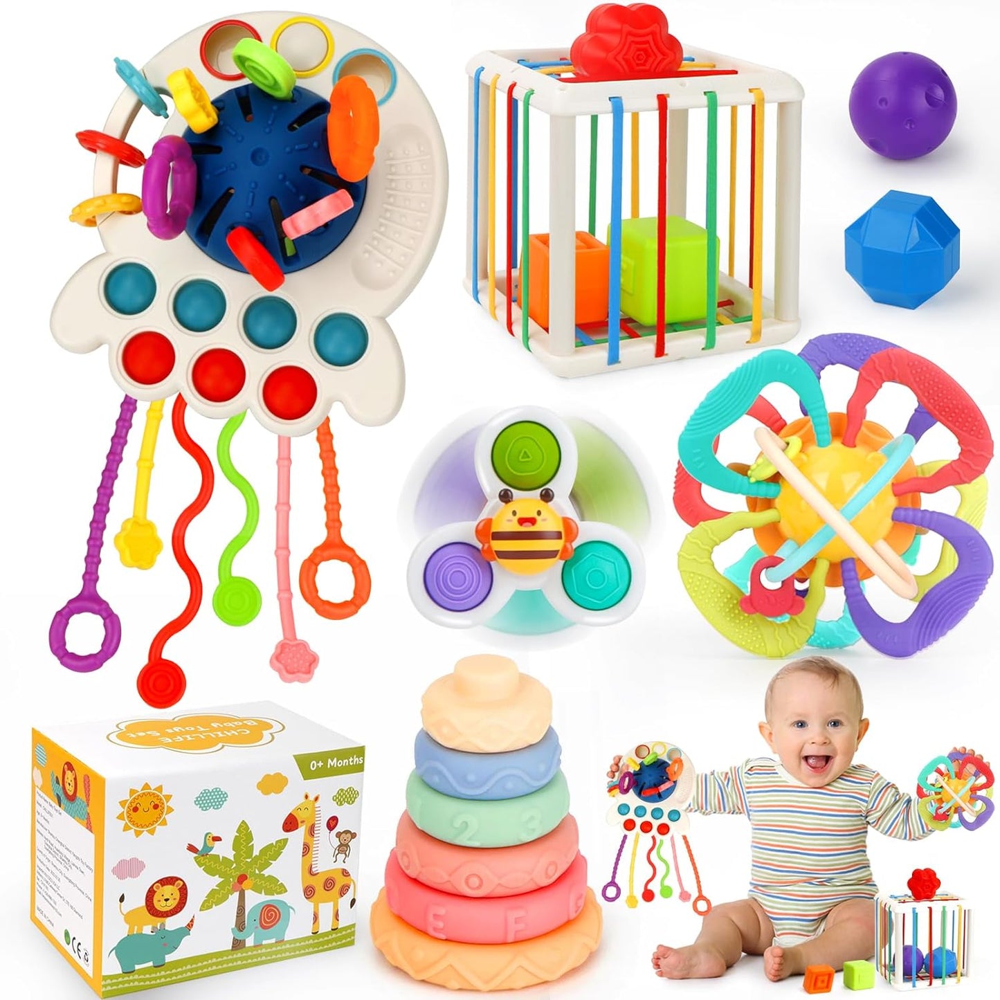 Montessori Baby Toy Set: Teething, Stacking, Sensory Fun!