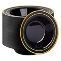Goodluck 100 Pack Black Plastic Bowls with Gold Rim - Elegant Heavy