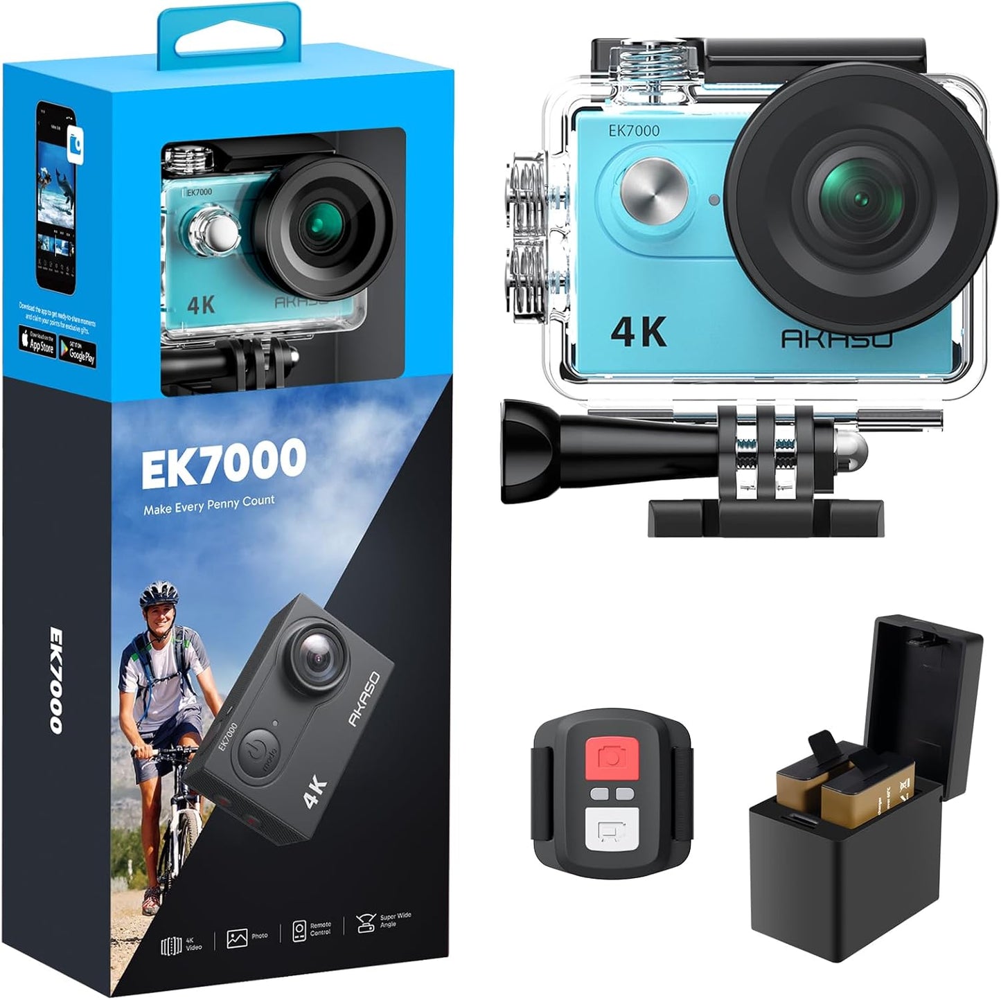 AKASO EK7000 4K30FPS Action Camera with EIS and Remote Control