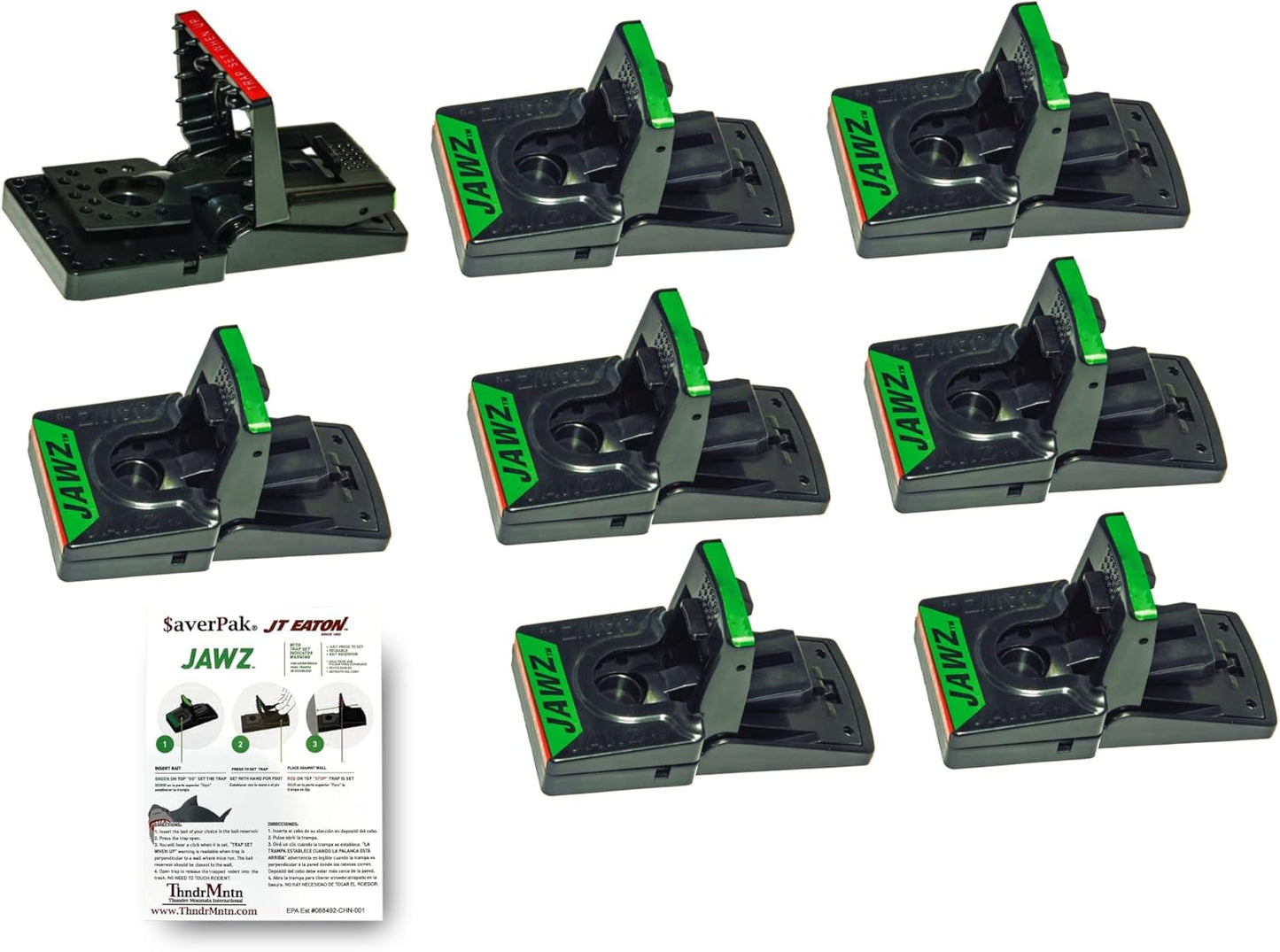 8 Pack JT Eaton Jawz Mouse Traps - Solid/Liquid Bait Compatible