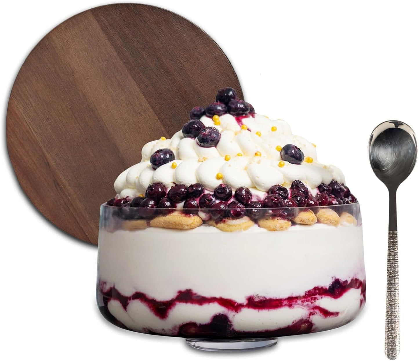 Large Trifle Bowl with Lid for Layered Desserts and Salads