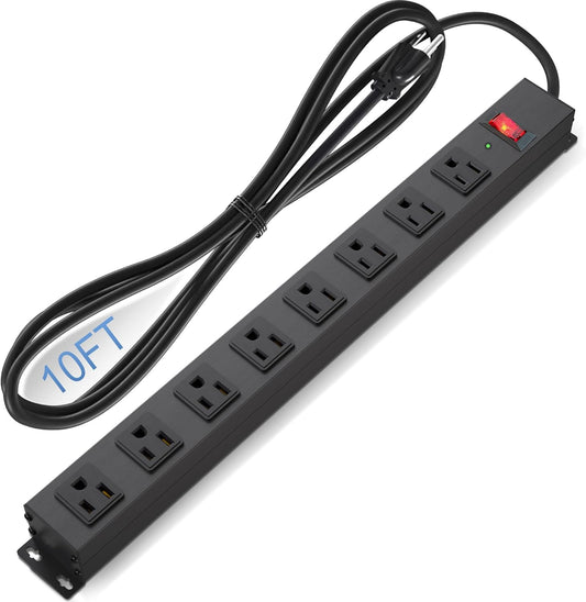 CFMASTER 8 Outlet Surge Protector: Heavy Duty Power Strip with 10ft Long Cord