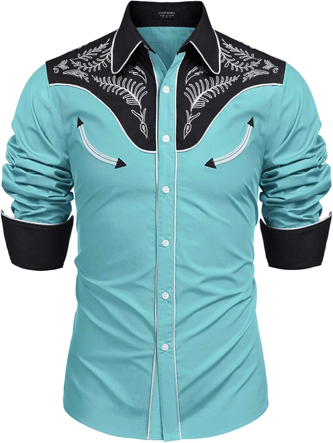 COOFANDY Men's Western Cowboy Shirt for Stylish Casual Wear