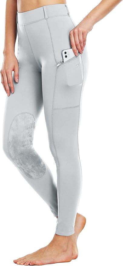 Willit Women's Riding Tights with Knee-Patch for Equestrian Use