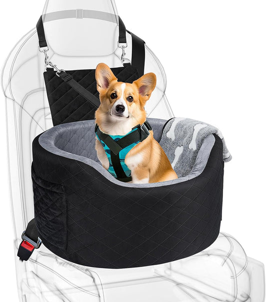 Premium Memory Foam Dog Car Seat w/ Safety Belt