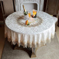 Round Lace Macrame Tablecloth 70in - Rustic Embroidered Charm
