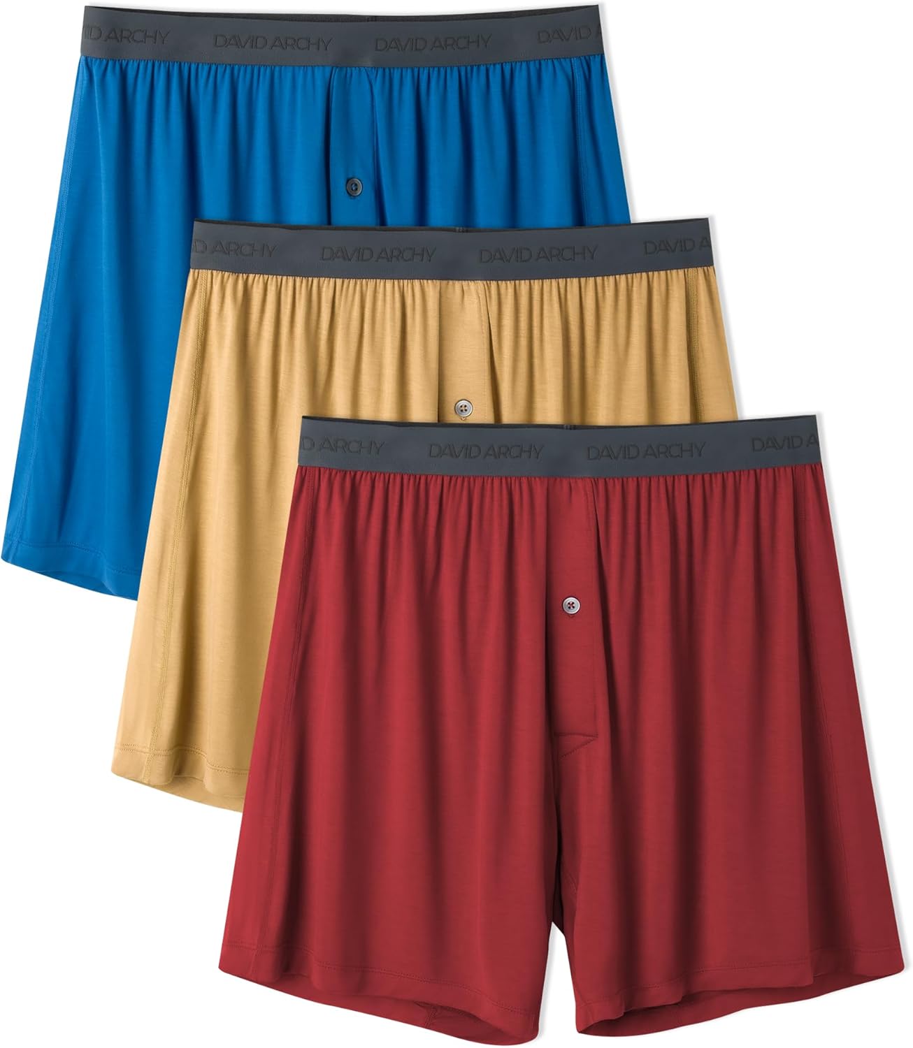 DAVID ARCHY Bamboo Rayon Boxers for Men - Breathable Comfort