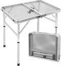 Small 2ft Folding Table with Carry Handle - Portable 2-Height Camping