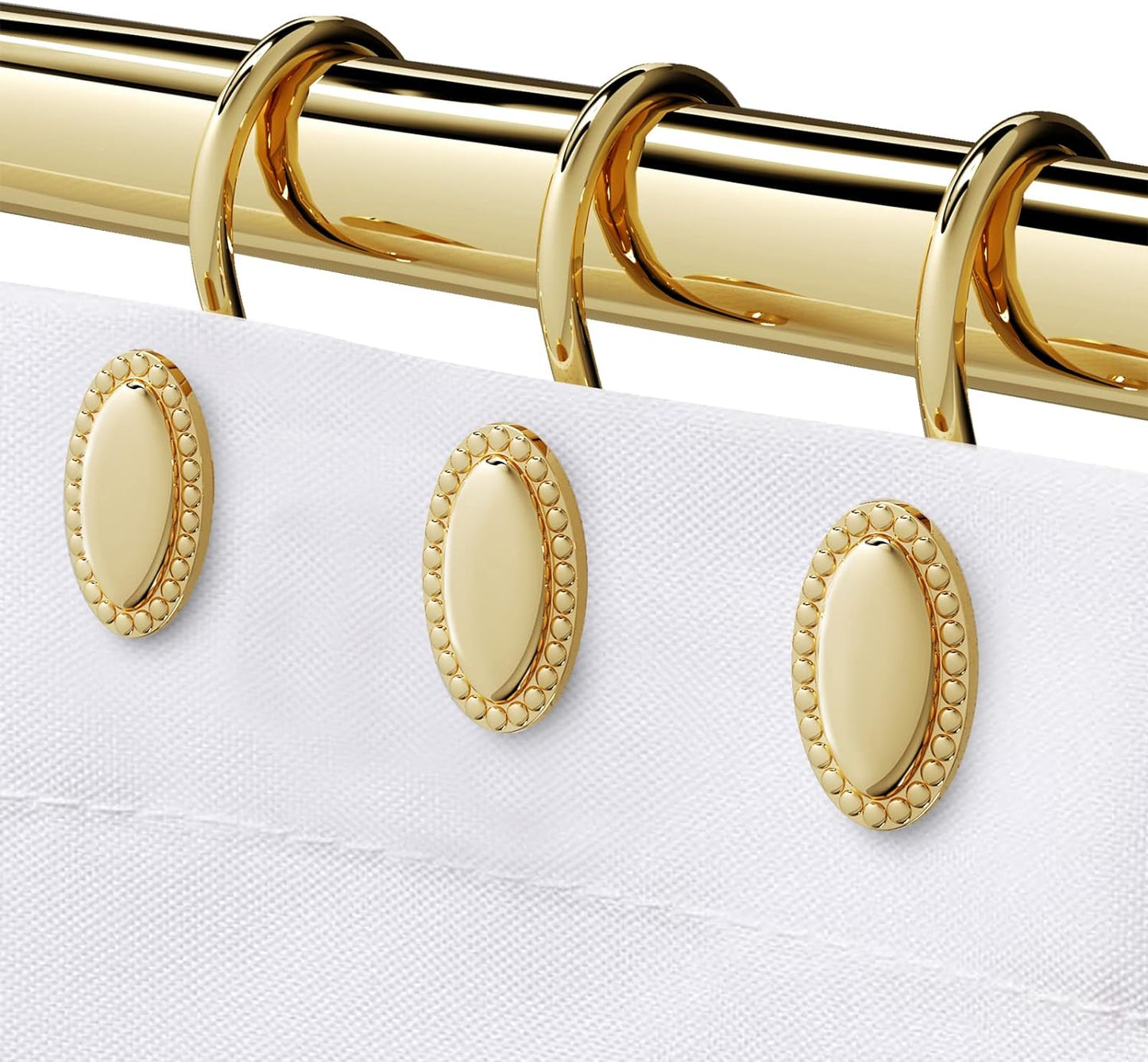 Rust-Resistant Gold Shower Hooks Set - Smooth Glide!