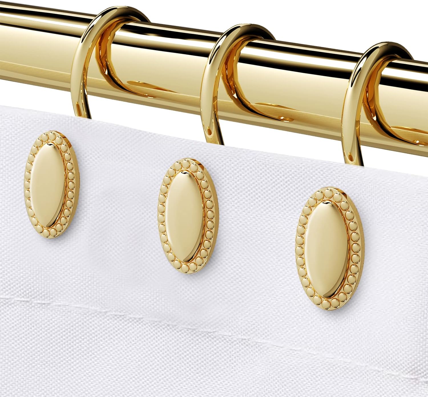 Rust-Resistant Gold Shower Hooks Set - Smooth Glide!