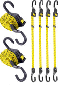 LuckyStraps 6pc 80 Flat Bungee Cords: Quick Adjust, Heavy Duty
