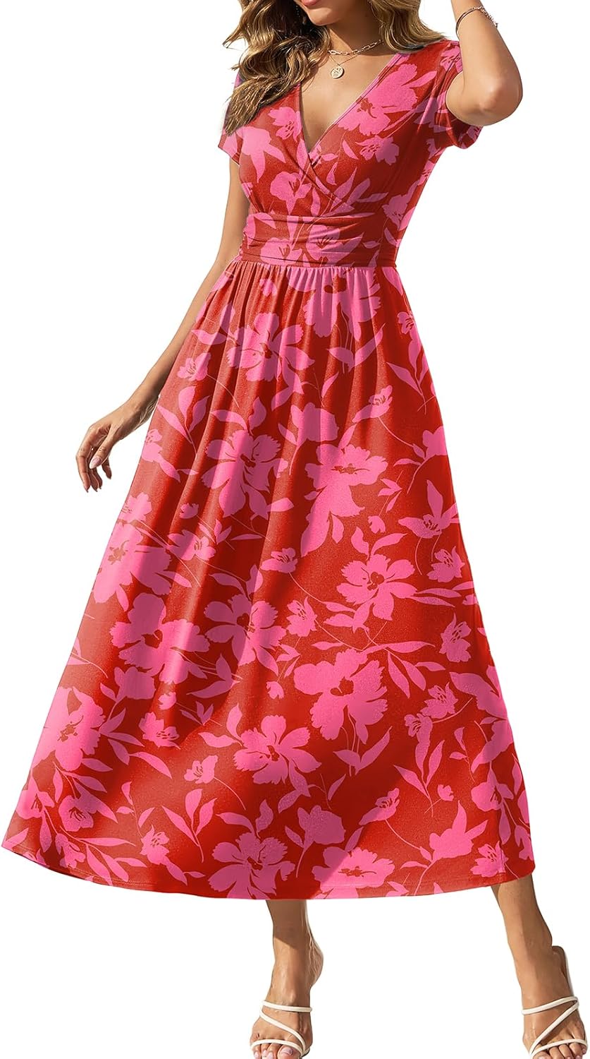 Gracyoga Women's Summer Dresses 2025 Flowy Maxi Dress with Pockets