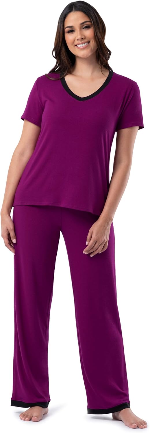 Fruit of the Loom Womens Short Sleeve Tee and Pant Sleep Set