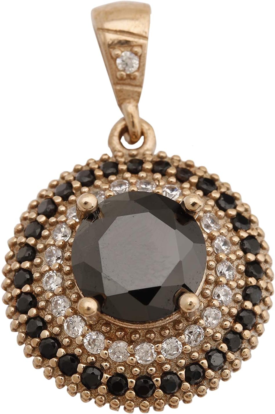 Turkish Handmade Jewelry Small Round Cut Black Onyx Pendant