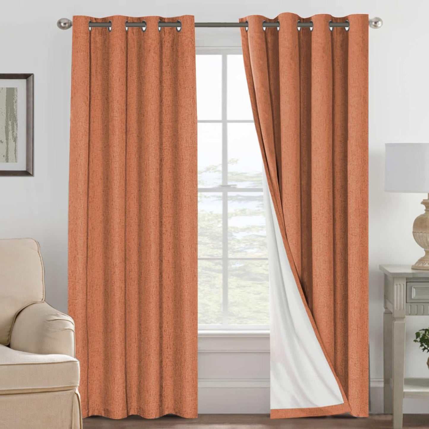 Halloween 100% Blackout Curtains, Heat Blocking, Orange, 52x84 Inch