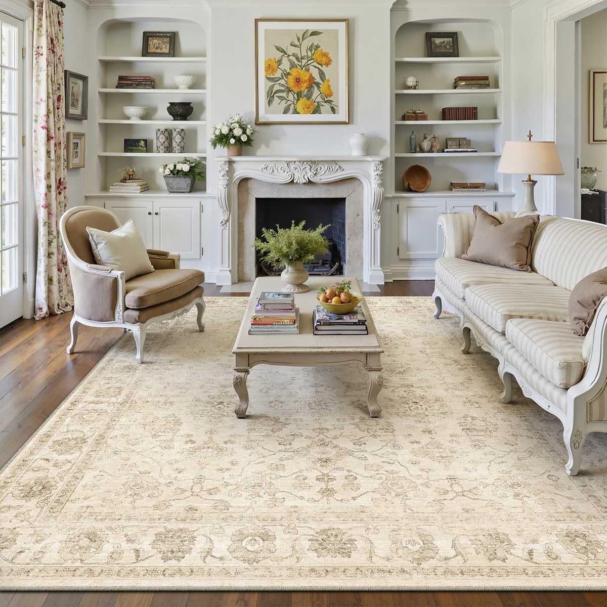 8x10 Washable Area Rug for Living Room Bedroom - Vintage Style