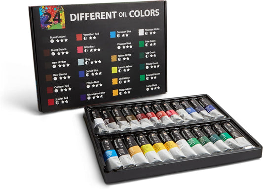 Elan Professional Oil Paint Set with 24 Vibrant Colors Tubes