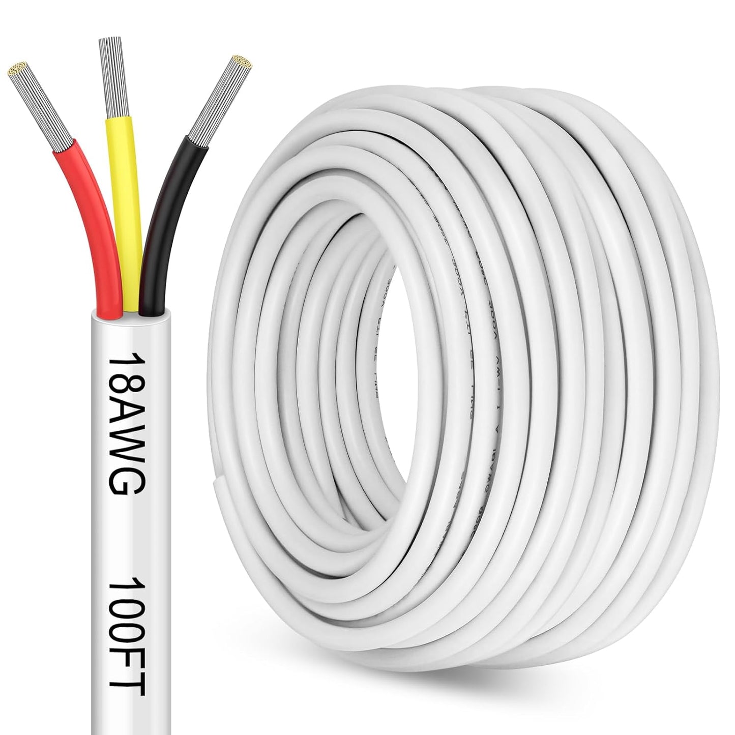 100FT 18 Gauge 3 Conductor Electrical Wire for LED Lighting