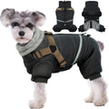 BRKURLEG Black Dog Coat with Harness for Small Dogs Warmth