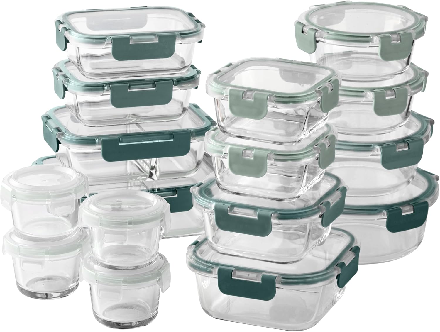 Premium 32-Pc. Borosilicate Glass Food Container Set for Meal Prep