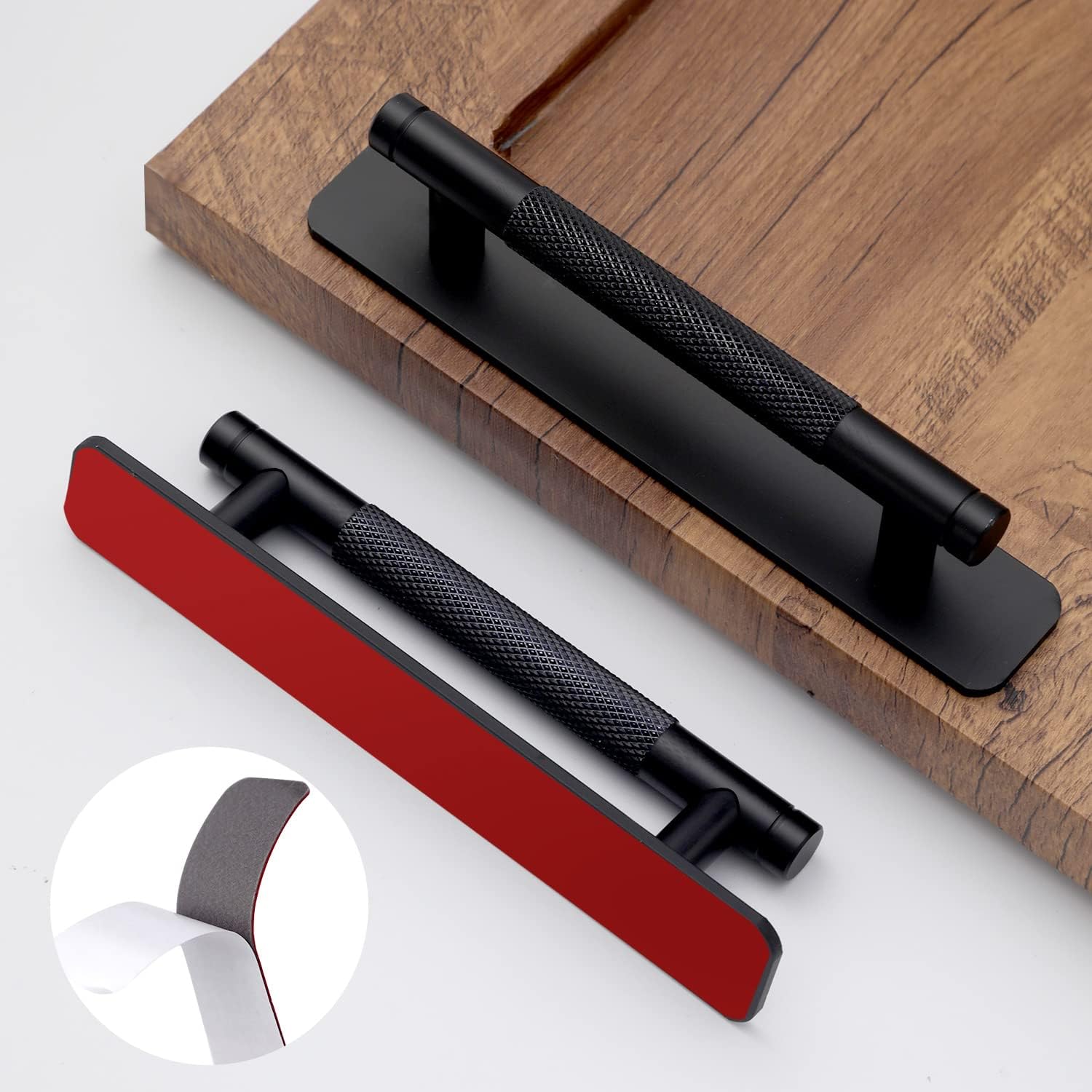 12 Pack 5 Inch Self-Adhesive Matte Black Cabinet Handles