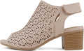Womens Peep Toe Laser Cut Geometric Caged Slingback - Low Heel