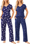 Womens 2-Pack Short Sleeve Pajama Sets - Soft Printed Lounge S-XXL