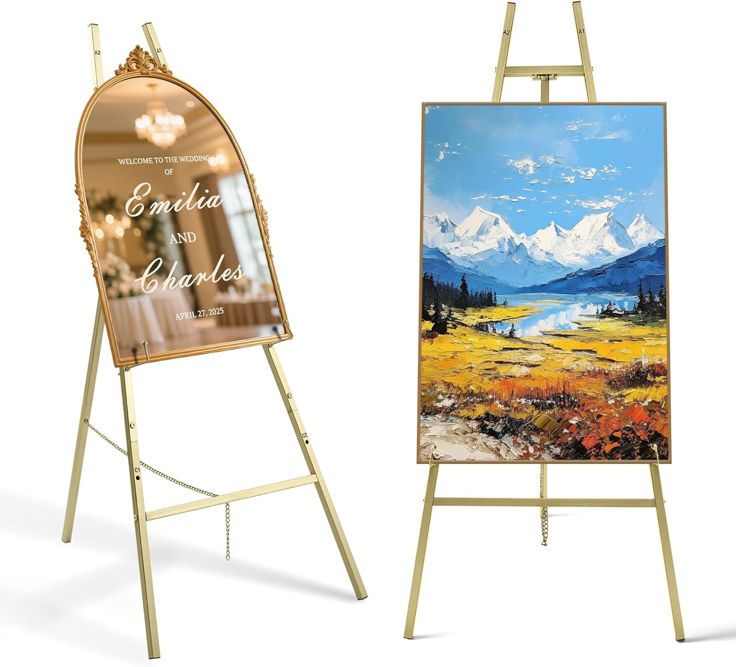 Gold Easel Stand for Sign - 4 Tier Heavy Duty Display Easel