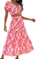 DRESSTELLS Women's 2 Piece Skirt Set - Floral Boho Summer Outfit