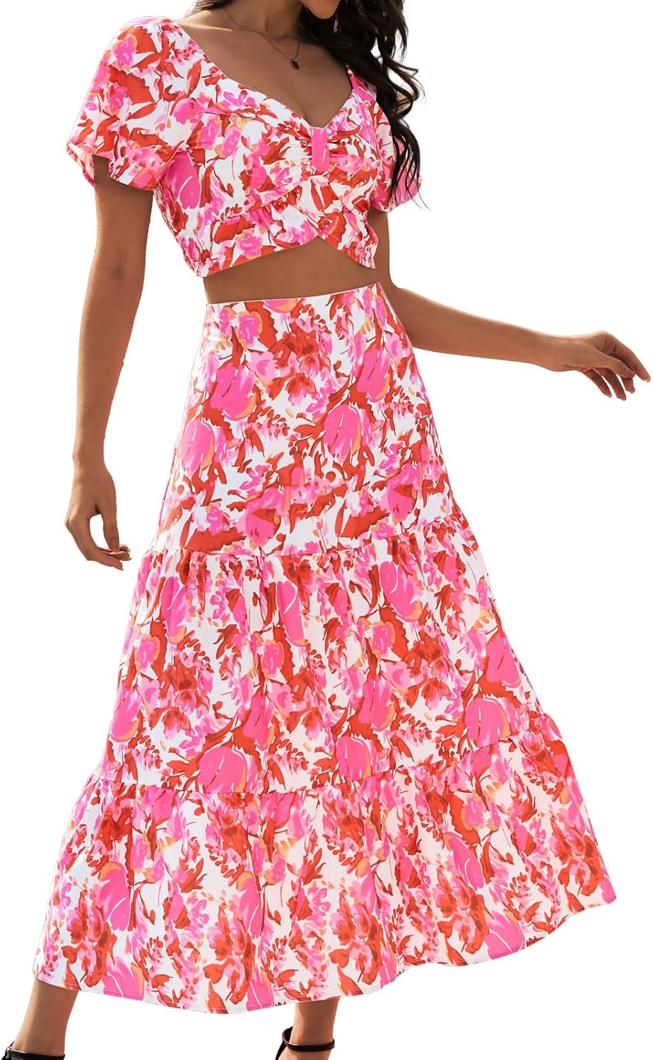 DRESSTELLS Women's Floral Skirt Set for Casual Summer Style