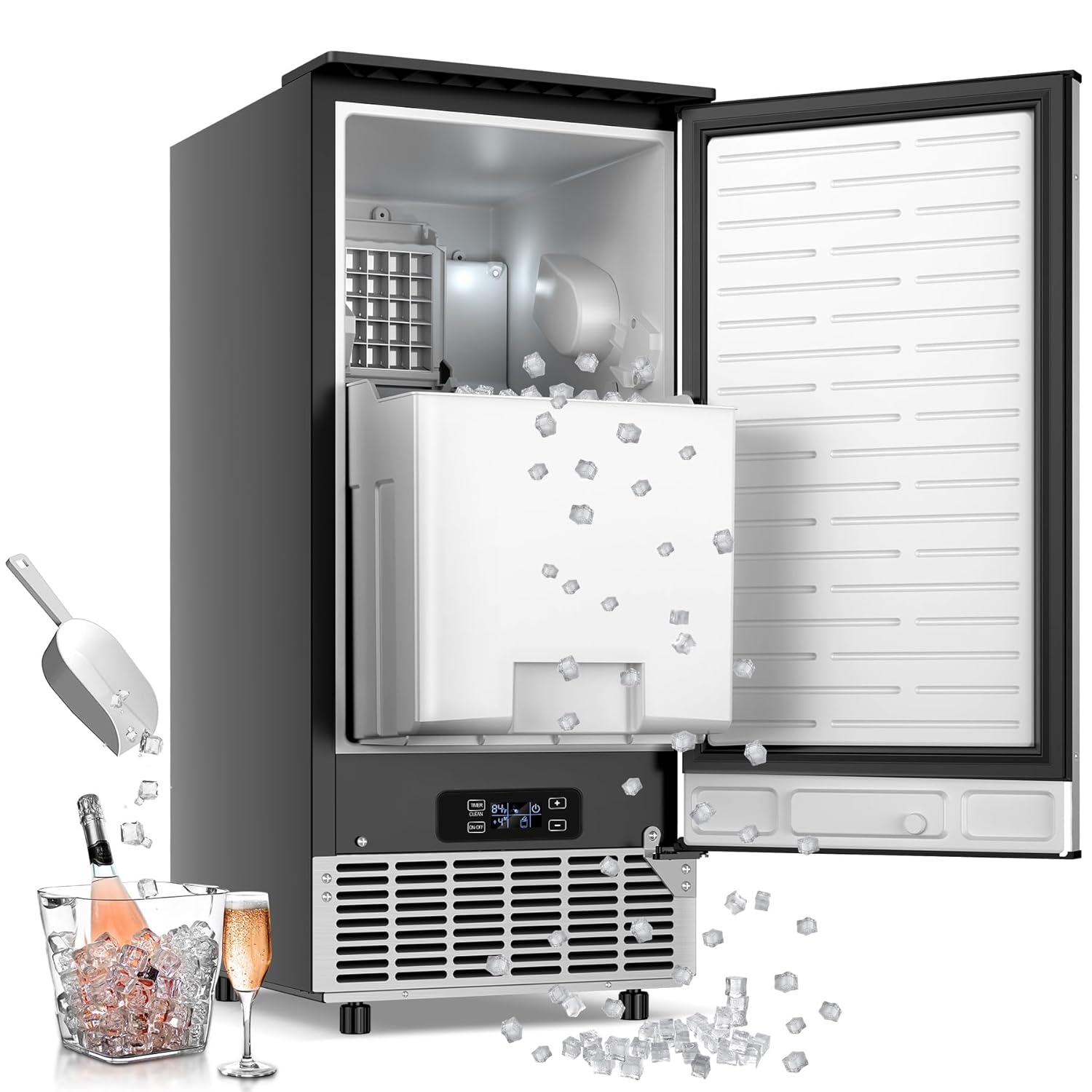 Under Counter Ice Maker with 95Lbs Daily Output and 35Lbs Bin