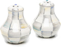 Enamel Salt and Pepper Shakers Sterling Check - Farmhouse Accent