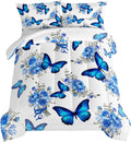 Blue Butterfly Comforter Set Twin Size - Soft Floral Bedding
