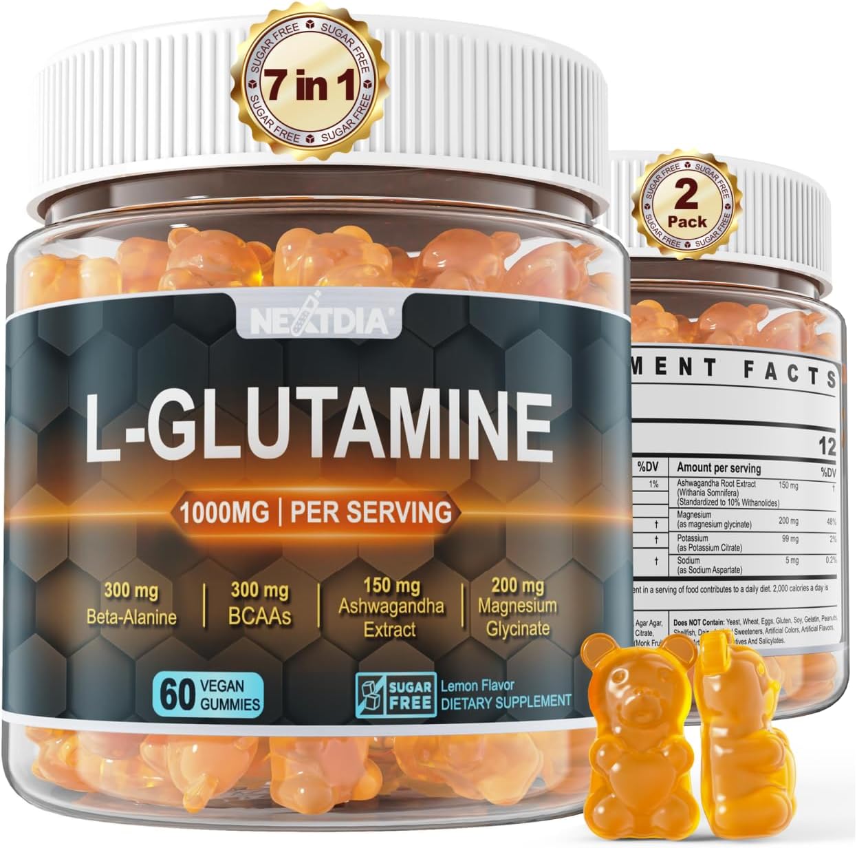 L-Glutamine 1000mg Gummies for Immune Support and Recovery