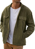 PLEPAN Men's Corduroy Shacket with 4 Pockets - Casual Work Jacket flap