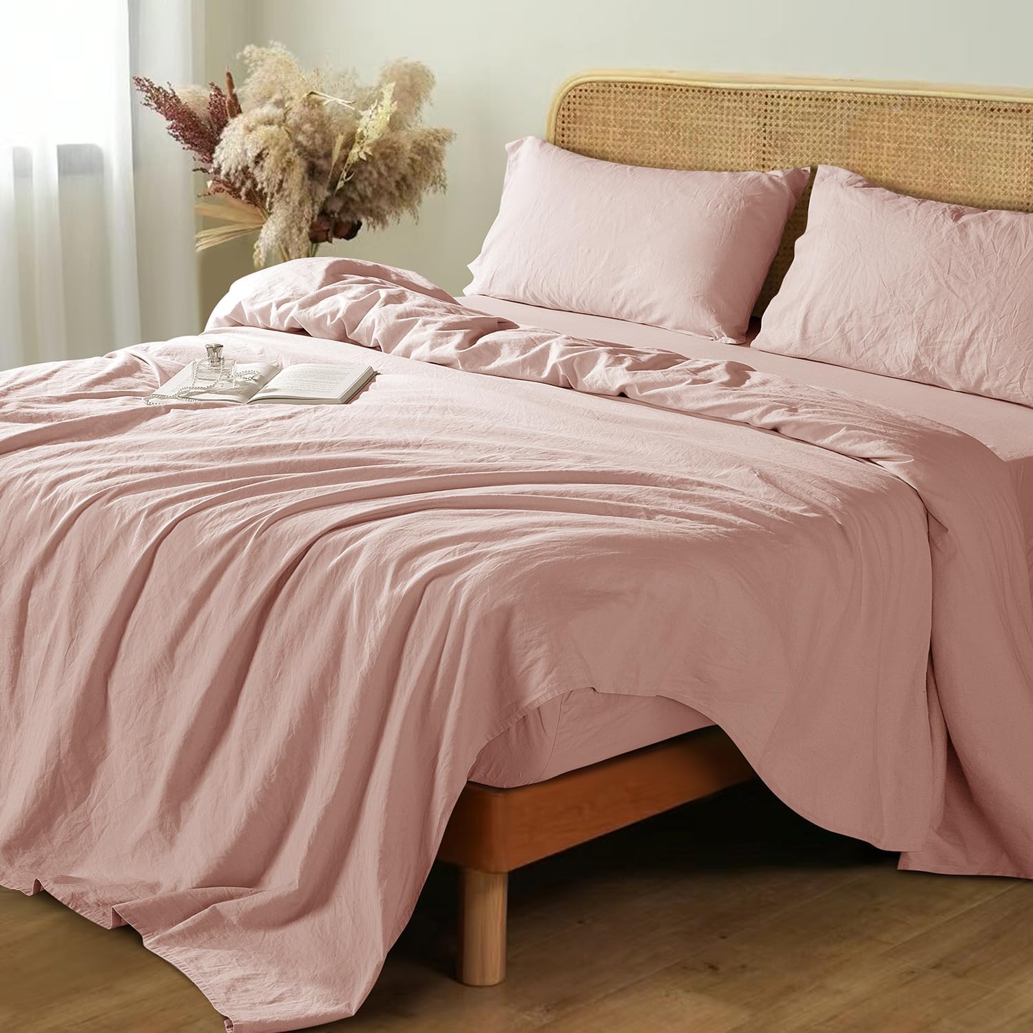 Shilucheng 100% French Linen Sheets for King Size Beds