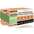 Ibambo 100% Bamboo Ear Cotton Swabs (5000-Pack) - Biodegradable Cotton