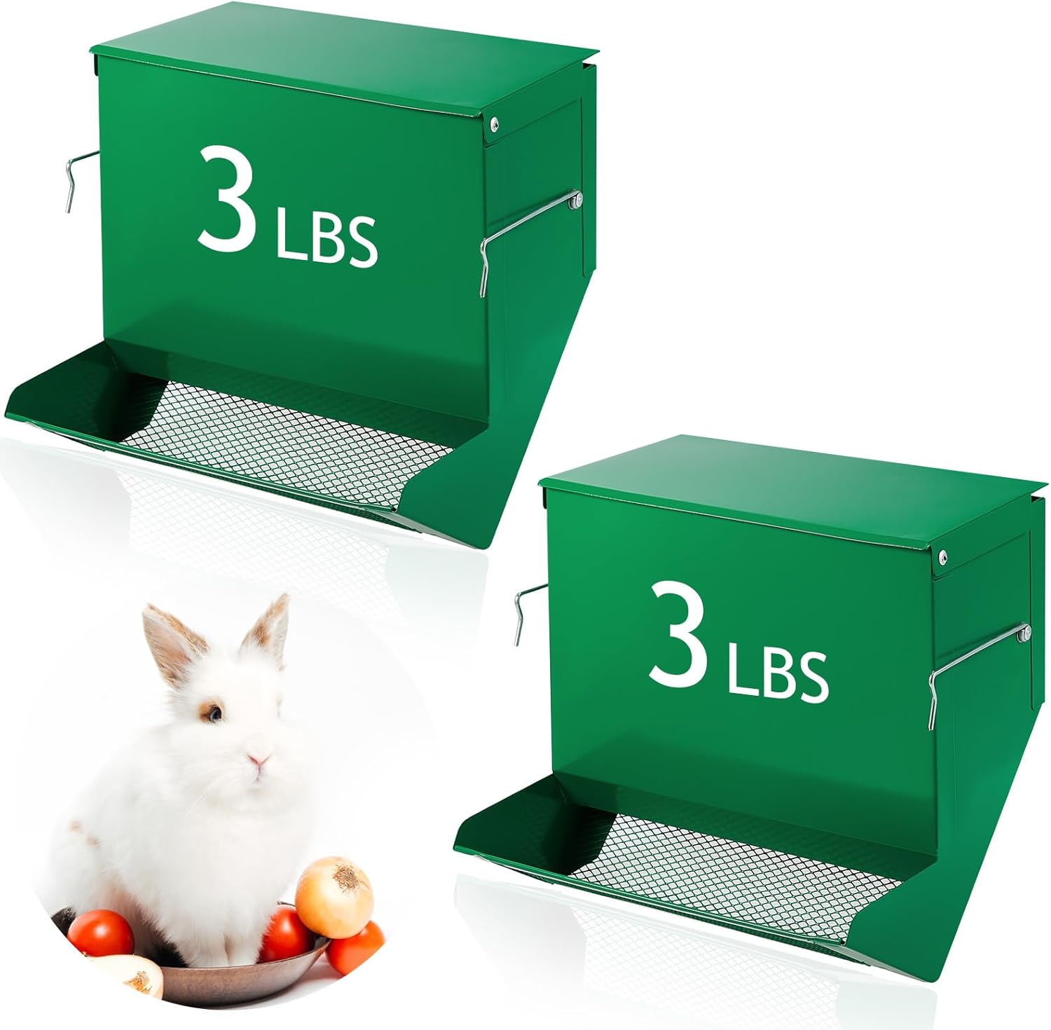 Maxcheck Rabbit Feeder for Cages - 2 Pcs Small Animal Food Dispenser
